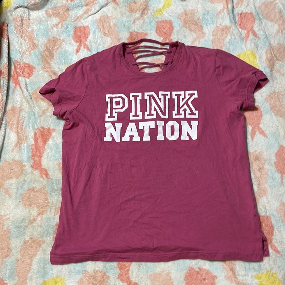 PINK, open back, lightweight cotton shirt.